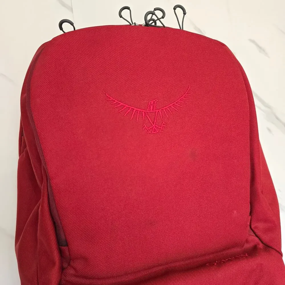 Osprey Cyber Laptop Backpack Red Commuter Daypack Padded Sleeve Pockets EUC
